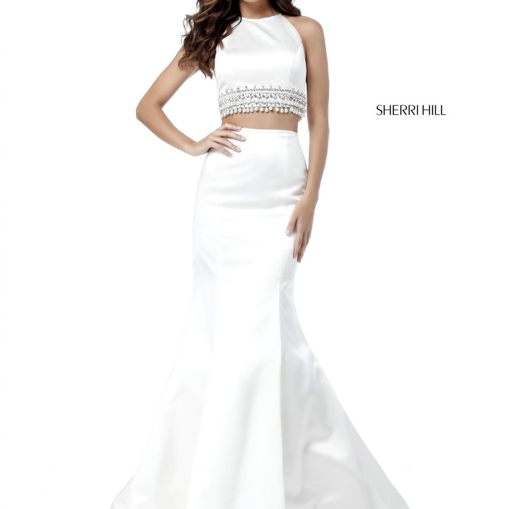 Sherri Hill 51581 Ivory Two Piece Mermaid Dress - Picture 1 of 6